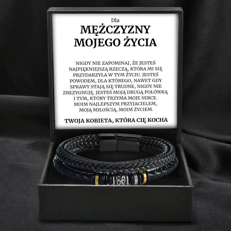 PL- 4BRA  Prezent dla Mężczyzny Mojego Życia – Skórzana Bransoletka