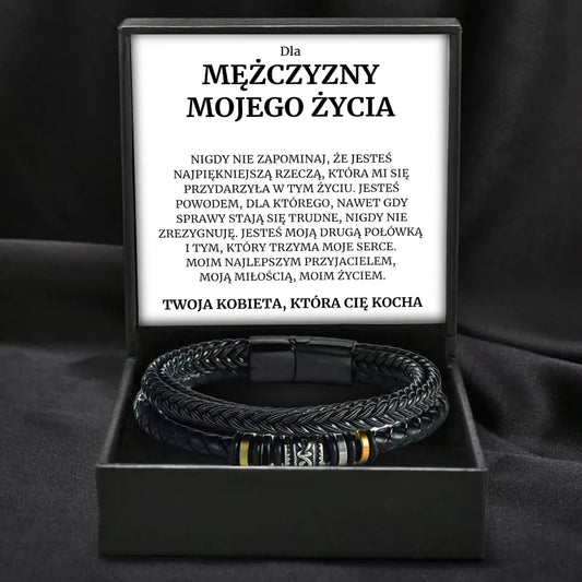 PL- 4BRA  Prezent dla Mężczyzny Mojego Życia – Skórzana Bransoletka