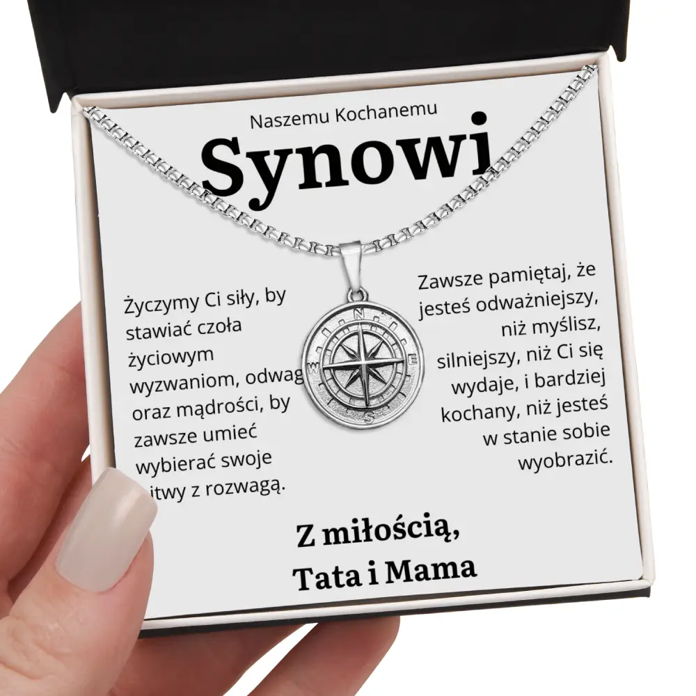 PL-7B  Prezent dla syna – naszyjnik z kompasem od rodziców