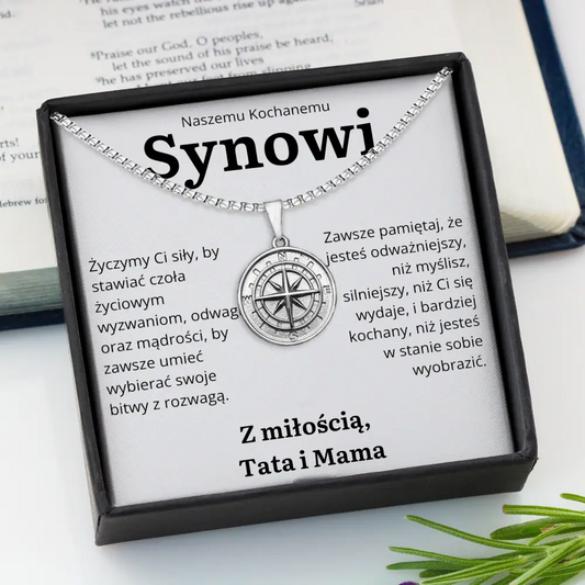 PL-7B  Prezent dla syna – naszyjnik z kompasem od rodziców
